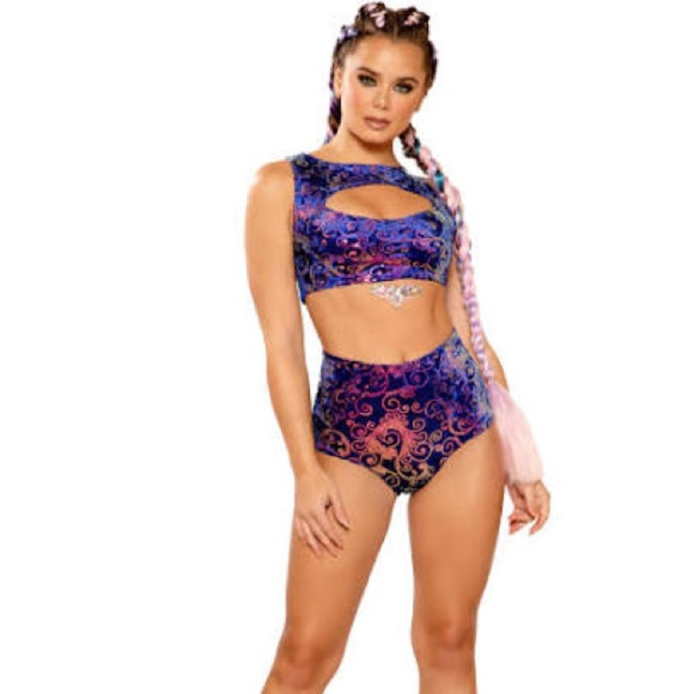 J. Valentine Sequin Embroidered Blue Rave Set